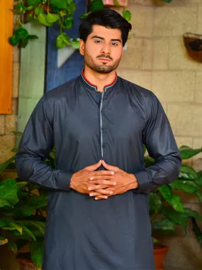 161E Men's Fall Kameez Shalwar Stitched Suit Grey