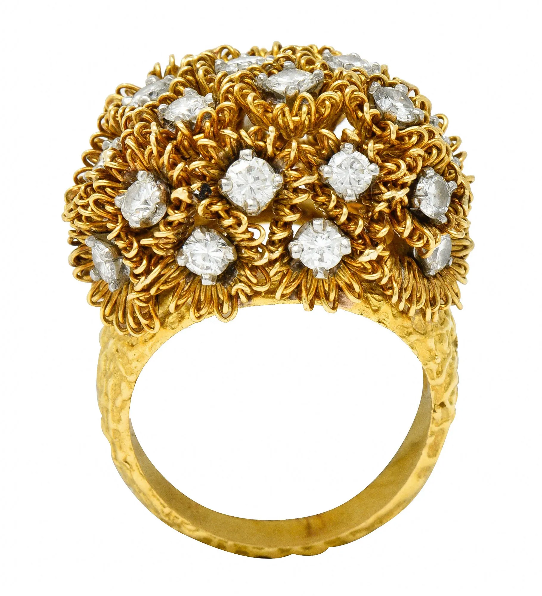 1960's Cartier France 2.50 CTW Diamond 18 Karat Gold Floral Bouquet Ring