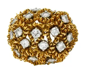 1960's Cartier France 2.50 CTW Diamond 18 Karat Gold Floral Bouquet Ring