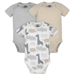 3-Pack Organic Baby Boys Jungle Short Sleeve Onesies Bodysuits