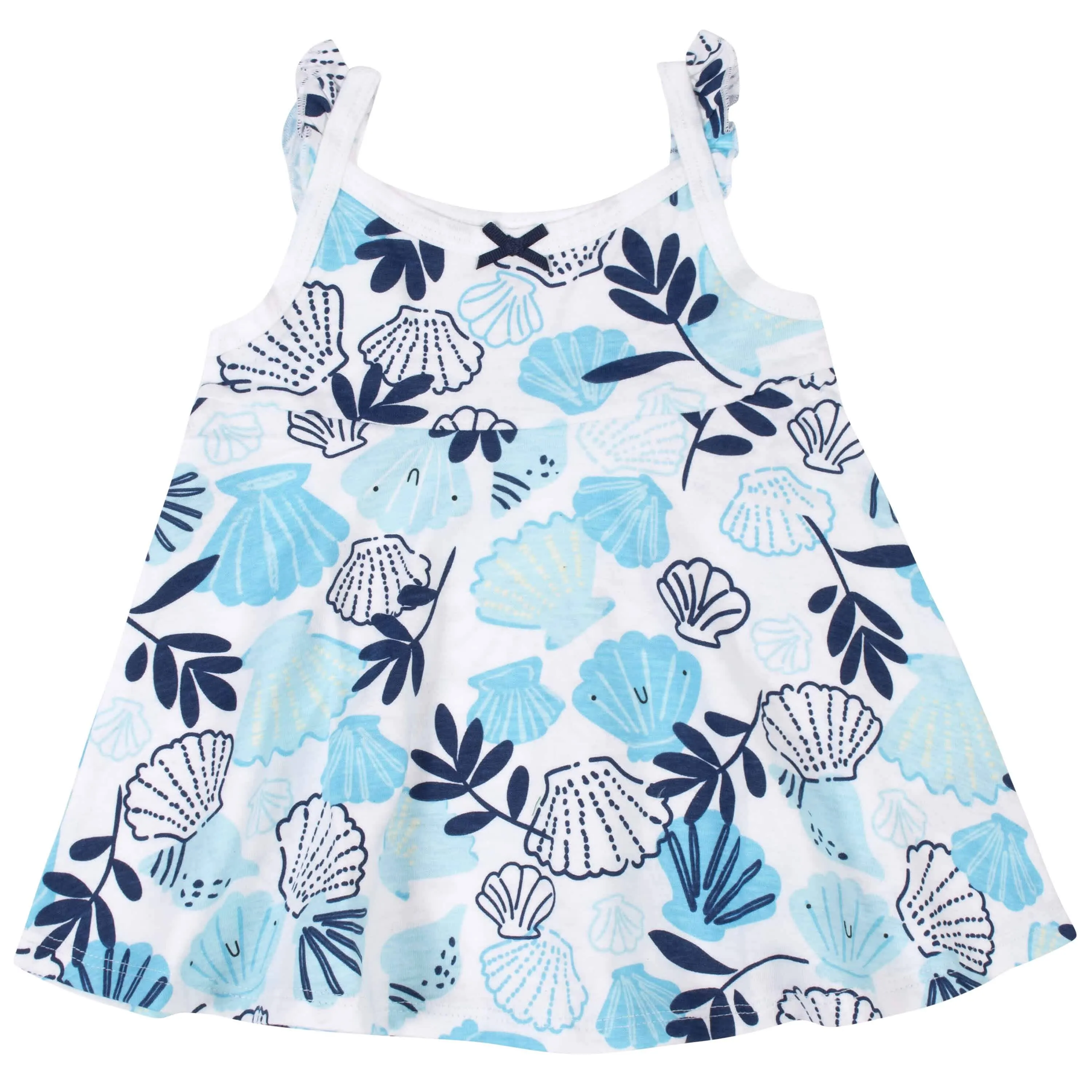 3-Piece Baby & Toddler Girls Sea Shells Dress, Diaper Cover & Sun Hat Set