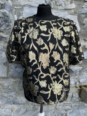 80s gold floral sheer top uk 14-18