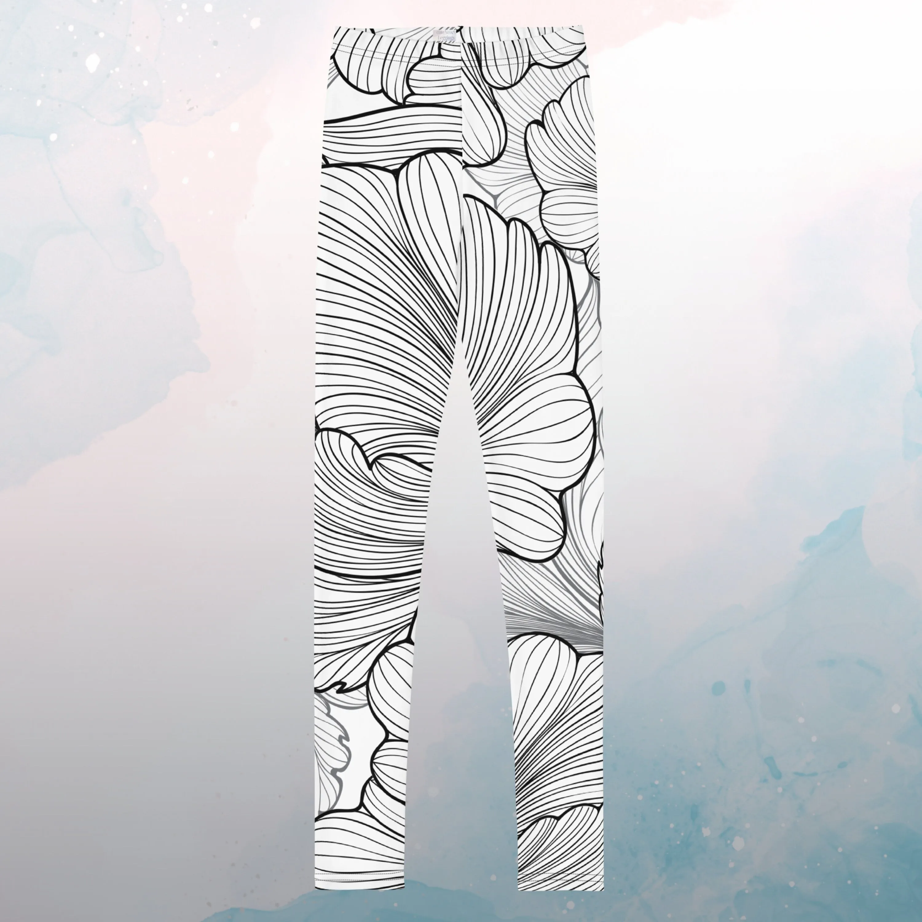 Abstract Lines Floral Pattern Youth Leggings