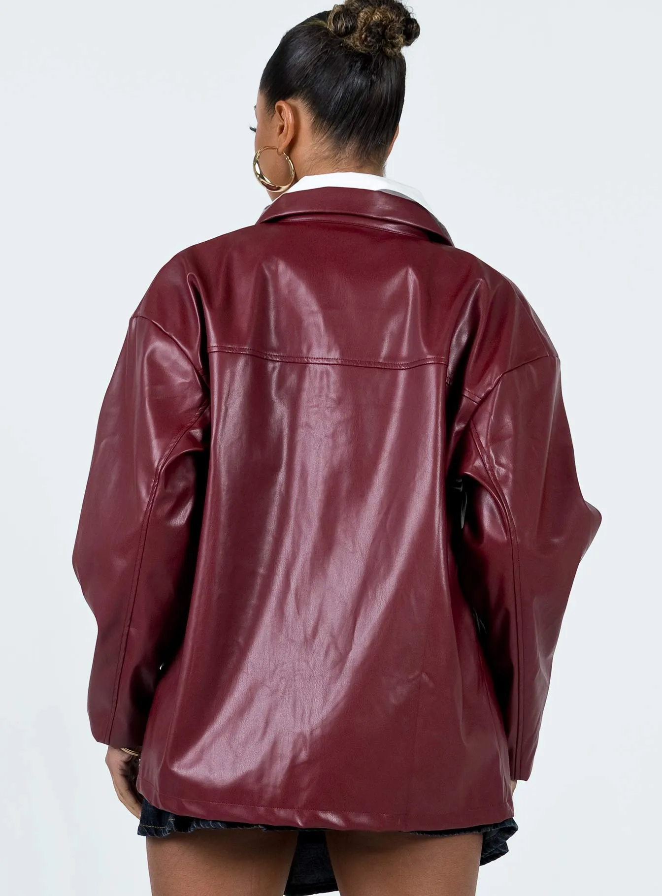 Activa Faux Leather Jacket Burgundy