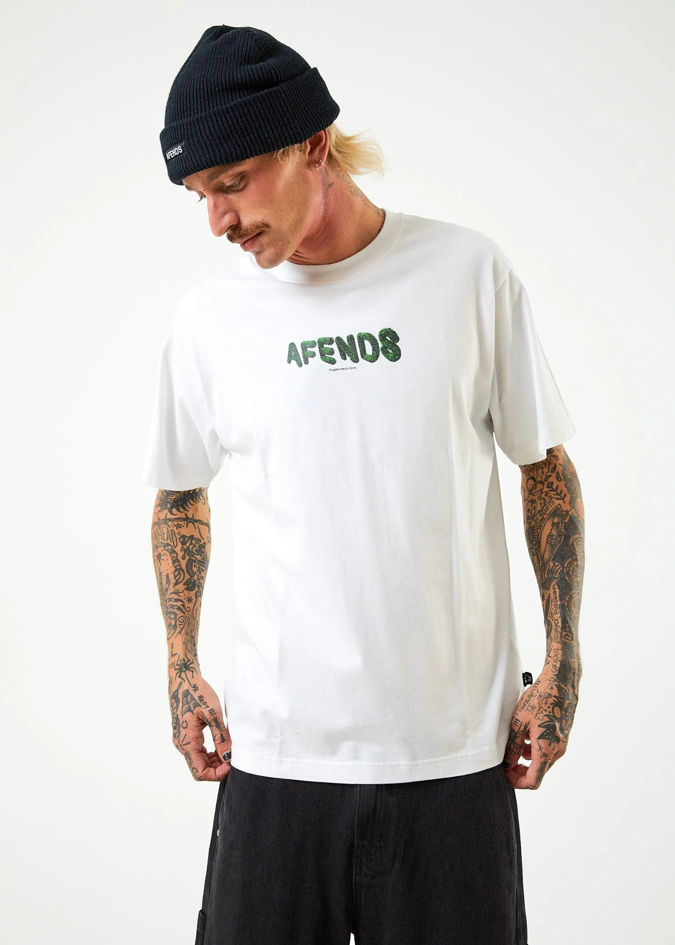 AFENDS Mens Programmed - Retro T-Shirt - White