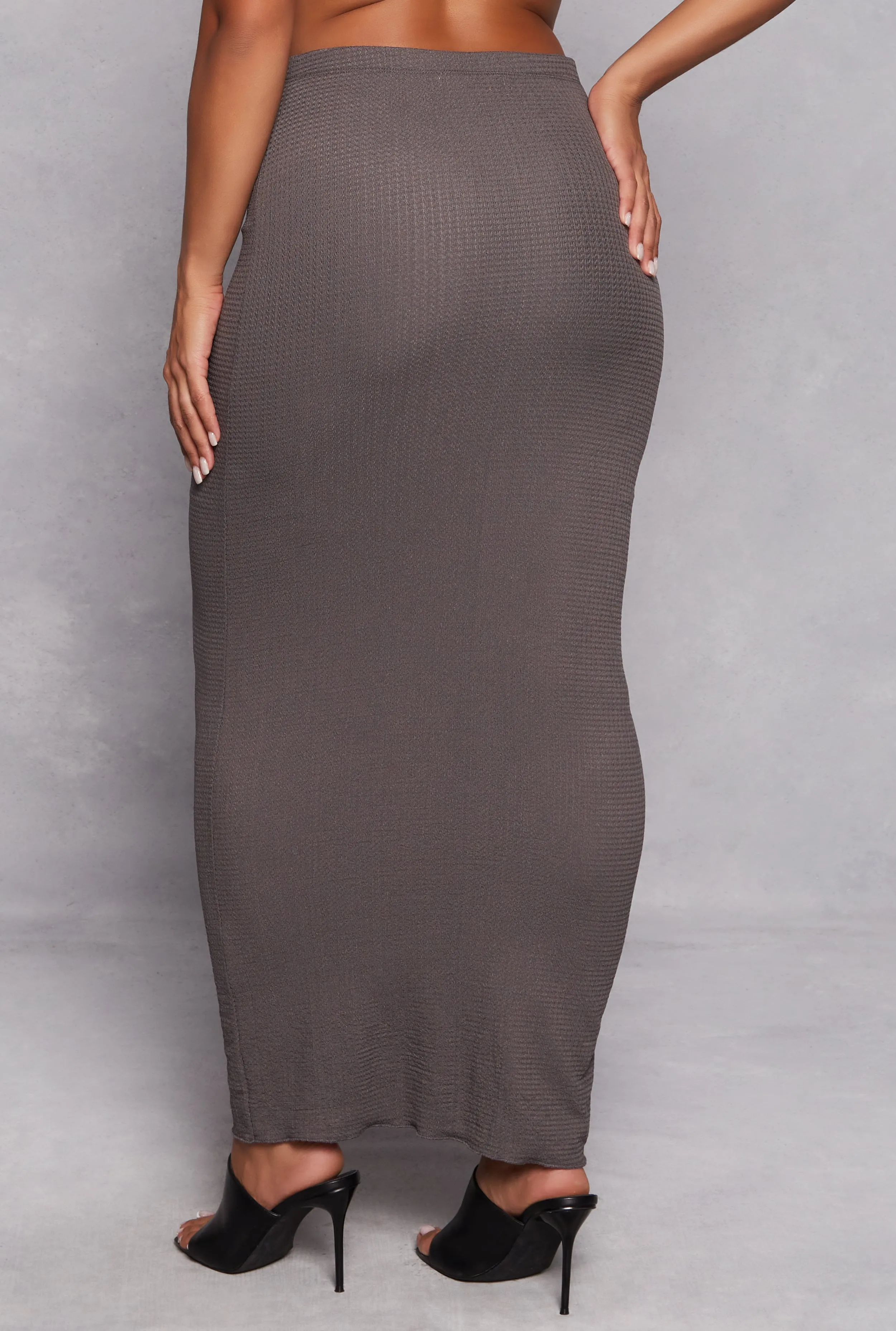 Almost Famous Textured Knit Maxi Pencil Skirt