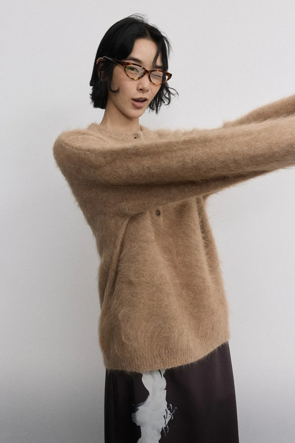 Alpaca wool blended oversized sweater | 4 color