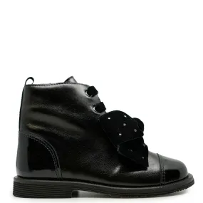 Andanines Black Patent Captoe Bow Bootie