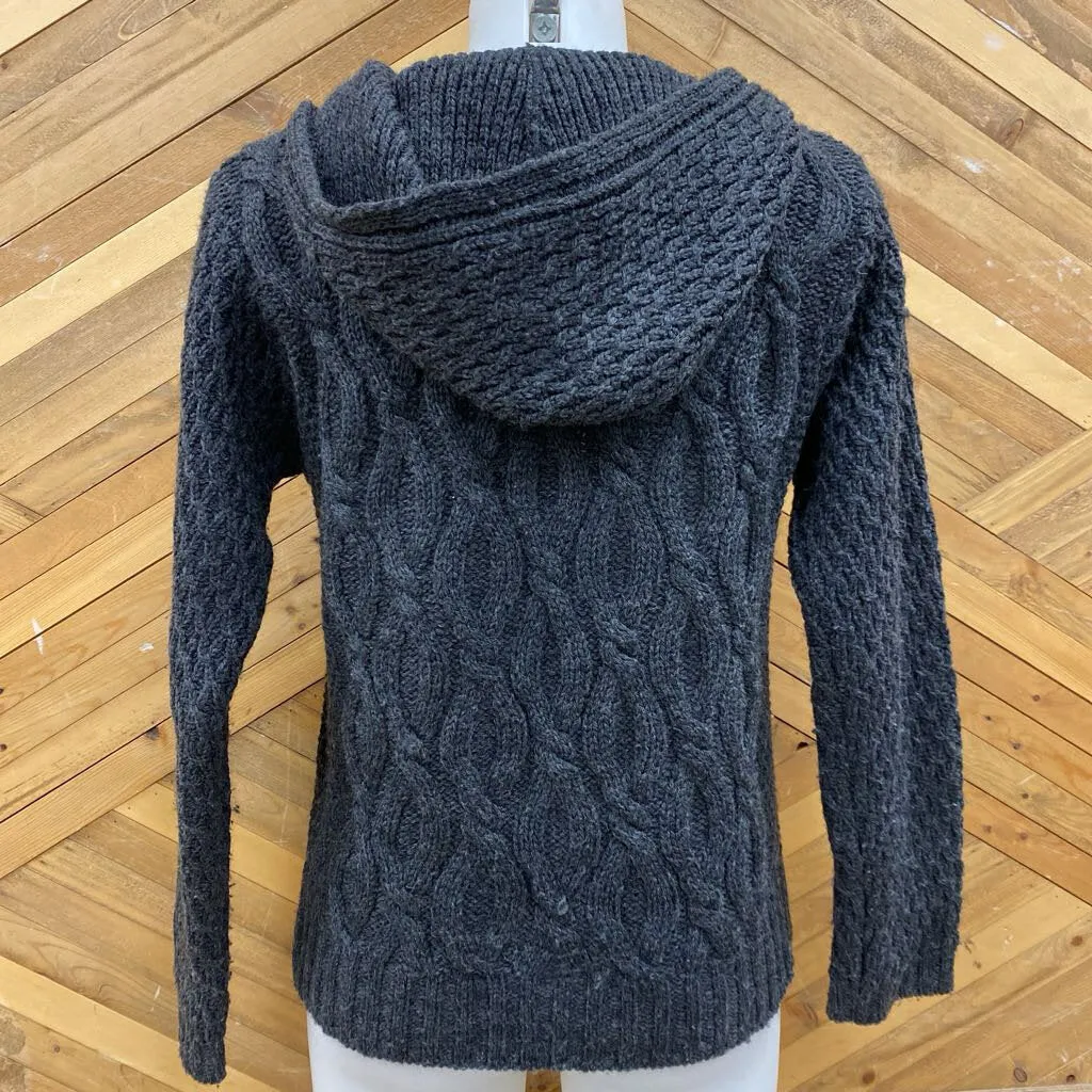 Aran Crafts - Women's Merino Knit Sweater Full Zip - MSRP compared $220: Grey -women-SM