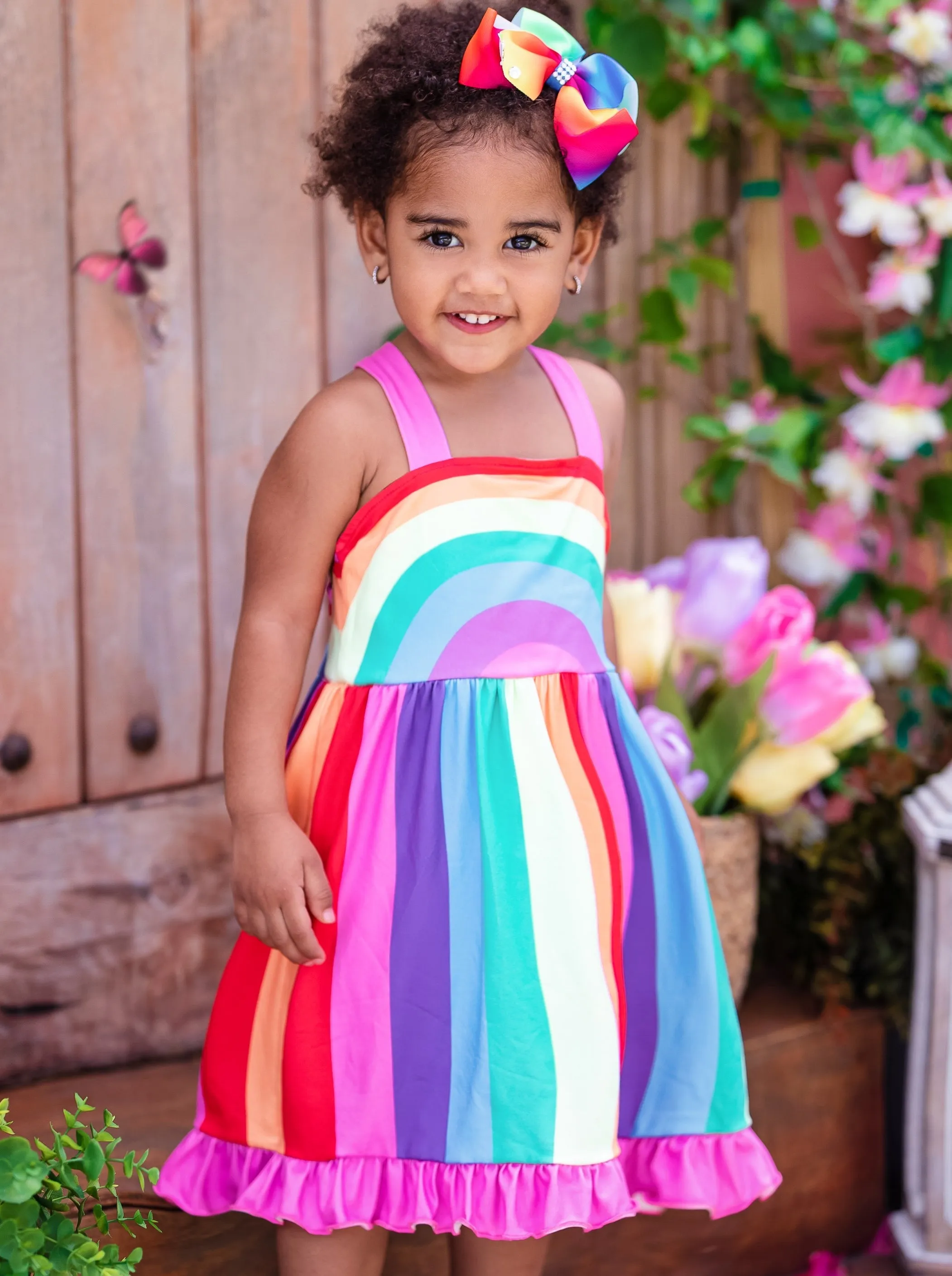 Be The Rainbow Ruffle Hem Dress