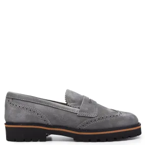 Beberlis Gray Suede Scalloped Chunky Loafer