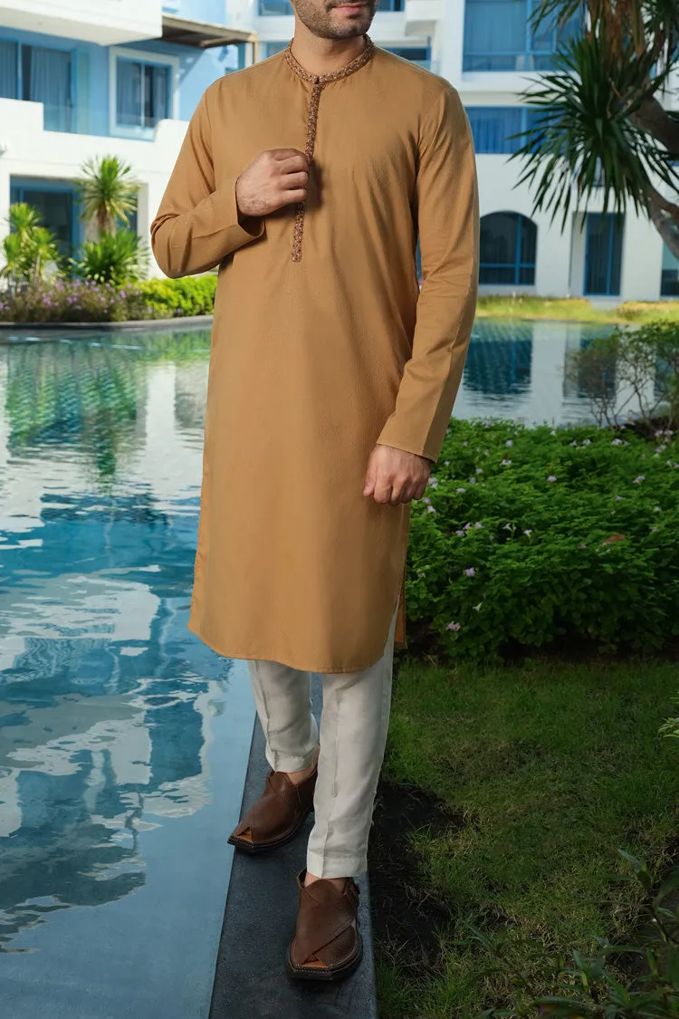 Beige Blended Kurta - AL-K-815