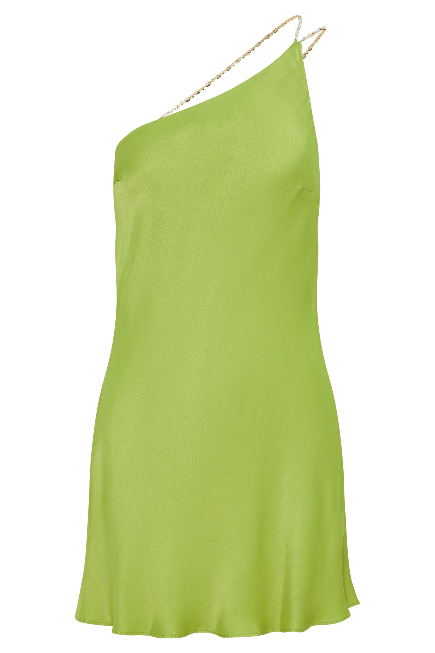 Berina One Shoulder Mini Dress With Pearl Trim - Parakeet Green