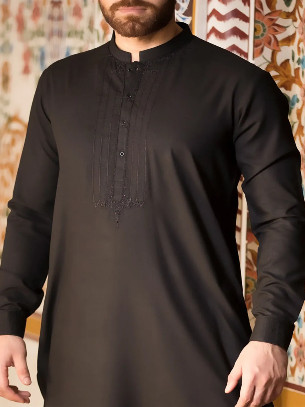 Black Blended Kameez Shalwar - AL-KS-2379