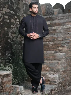 Black Blended Kameez Shalwar - AL-KS-2575