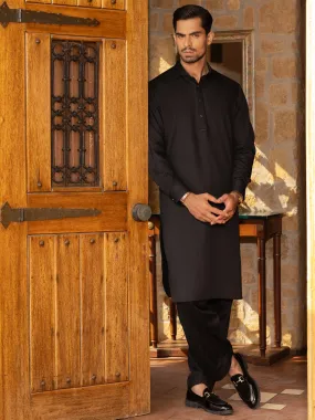 Black Blended Kameez Shalwar - ALWA-KS-468