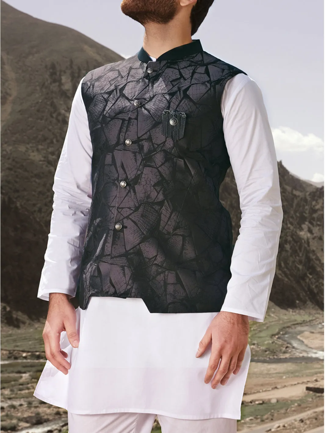 Black Blended Waistcoat - WC-278