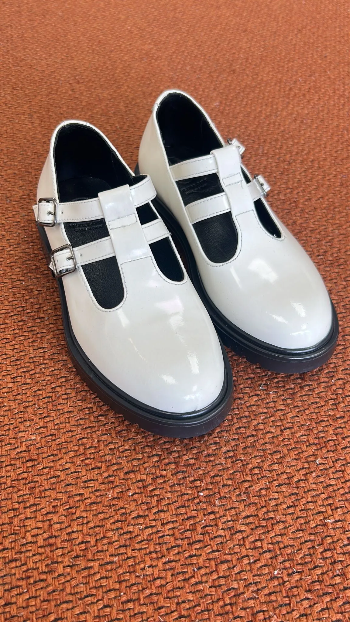 Blublonc White Florentic Double T Strap Chunky Loafer