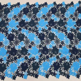 Blue Floral Guipure Lace Fabric