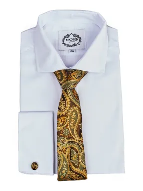 BROWN GOLD FLORAL PAISLEY NECK TIE SET