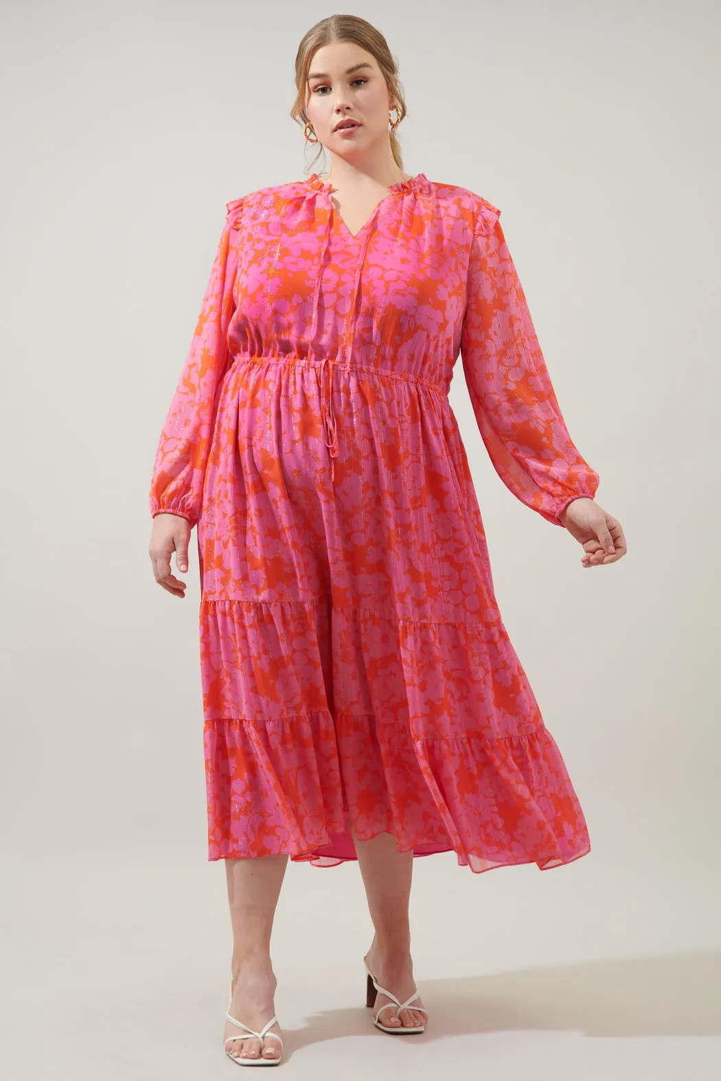 Carolina Reaper Kristen Tiered Midi Dress Curve