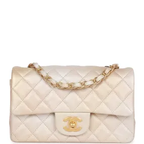 Chanel Mini Rectangular Flap Bag Beige Metallic Ombre Calfskin Aged Gold Hardware