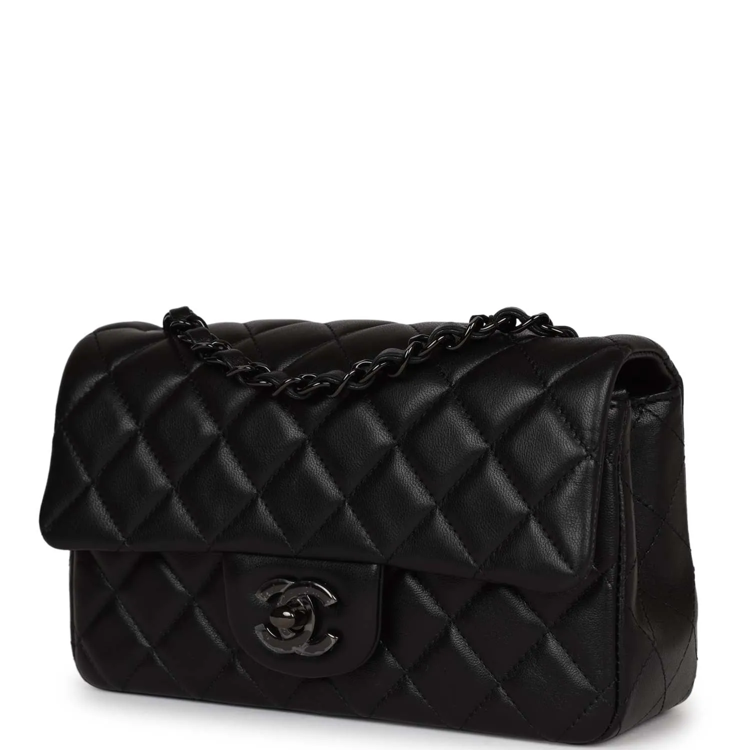 Chanel Mini Rectangular Flap Bag SO Black Lambskin Black Hardware