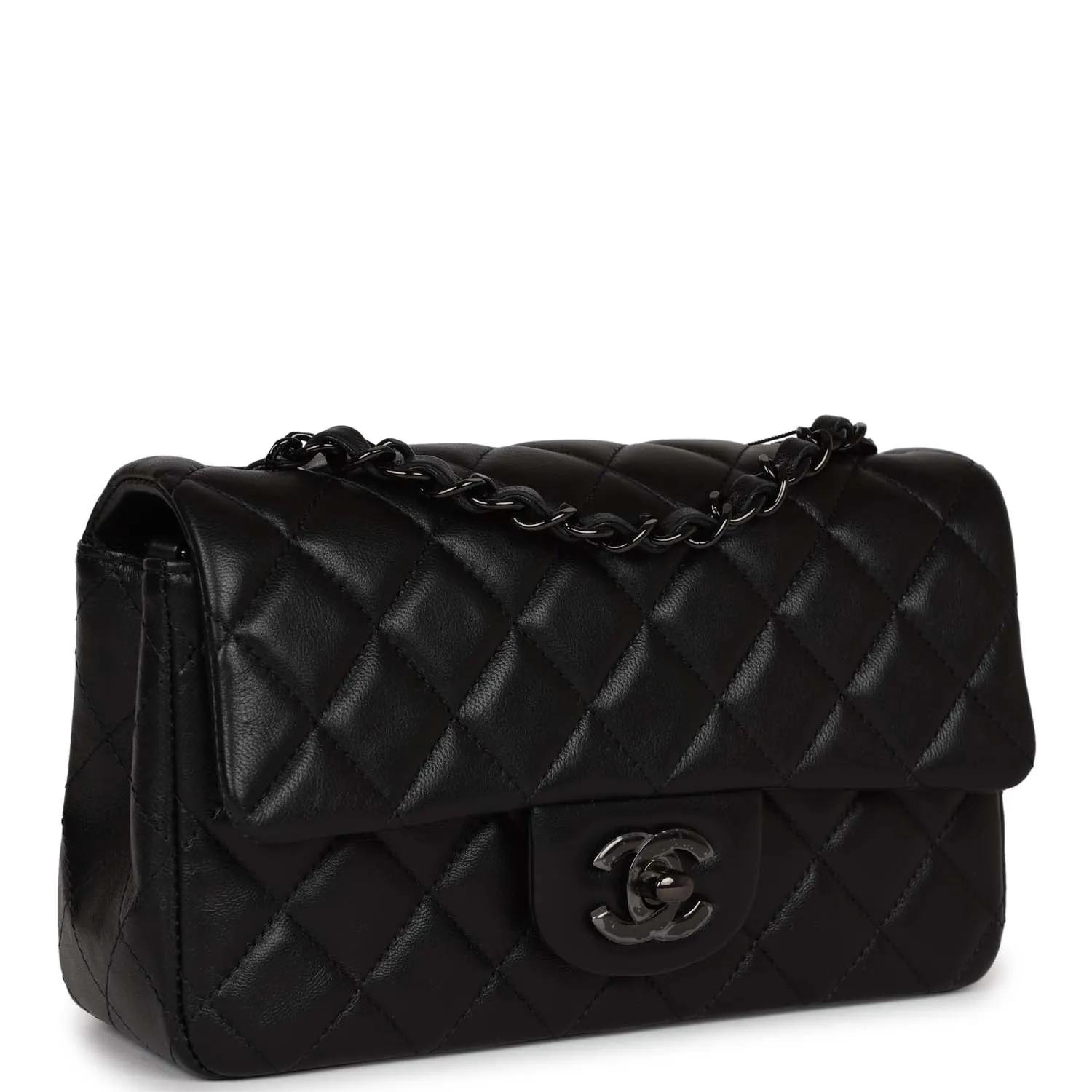 Chanel Mini Rectangular Flap Bag SO Black Lambskin Black Hardware