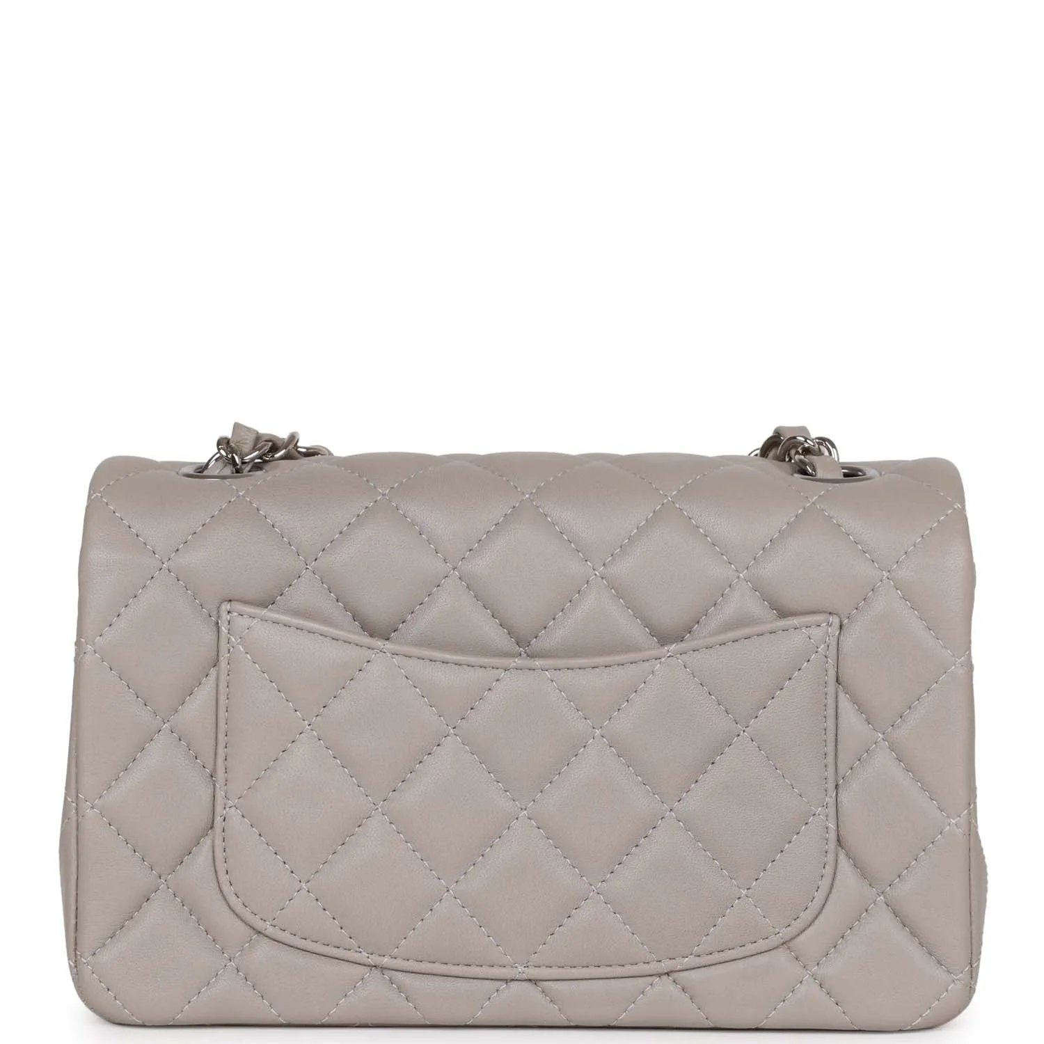 Chanel Mini Rectangular Flap Grey Lambskin Silver Hardware