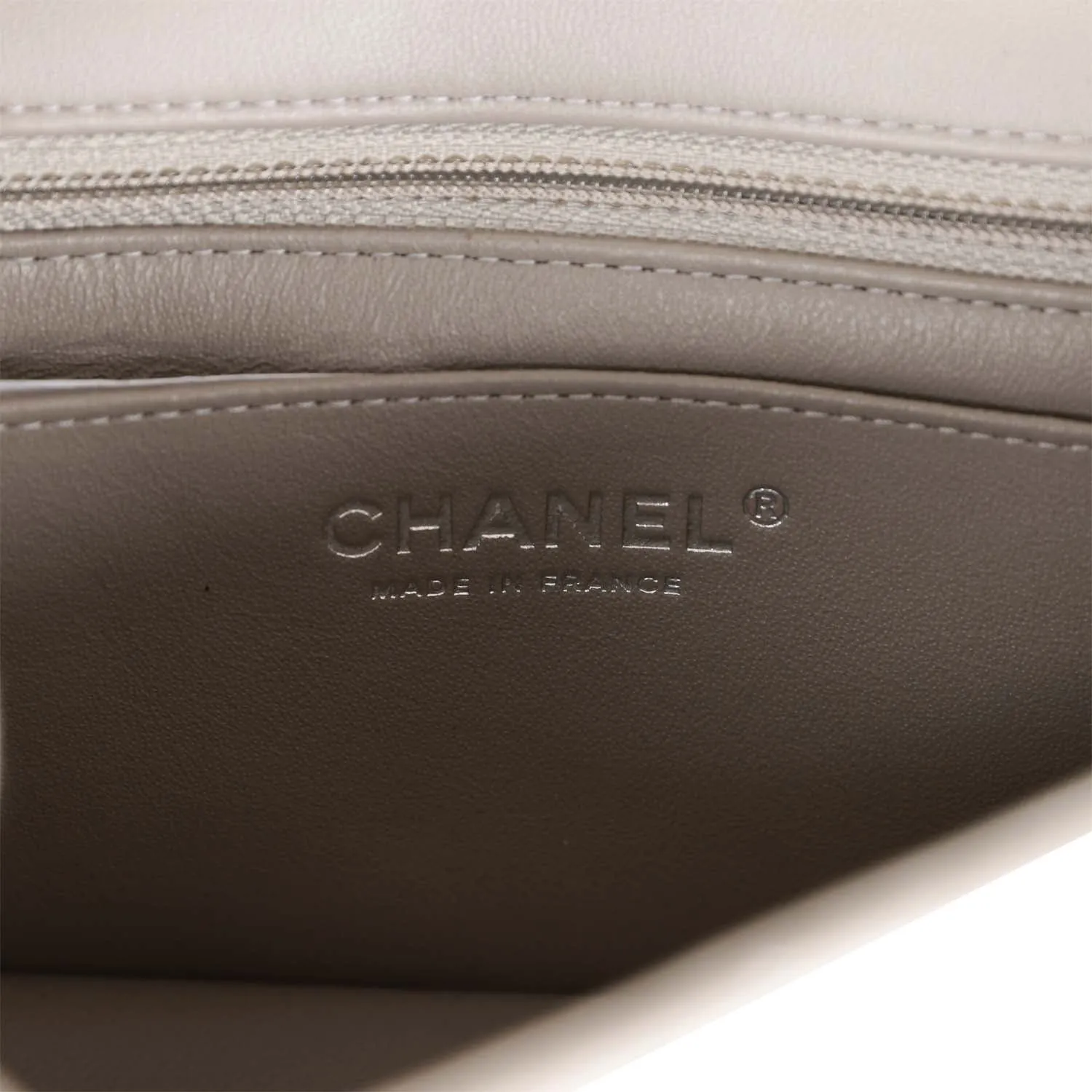 Chanel Mini Rectangular Flap Grey Lambskin Silver Hardware