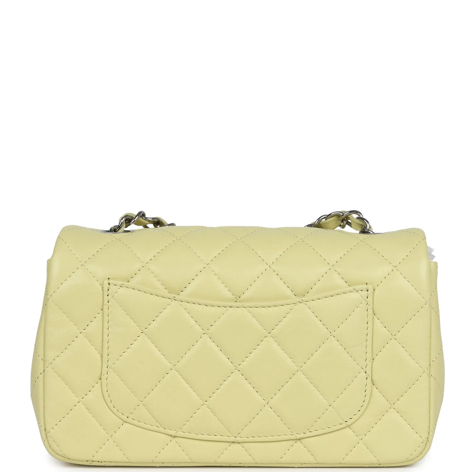 Chanel Mini Rectangular Flap Lime Lambskin Silver Hardware