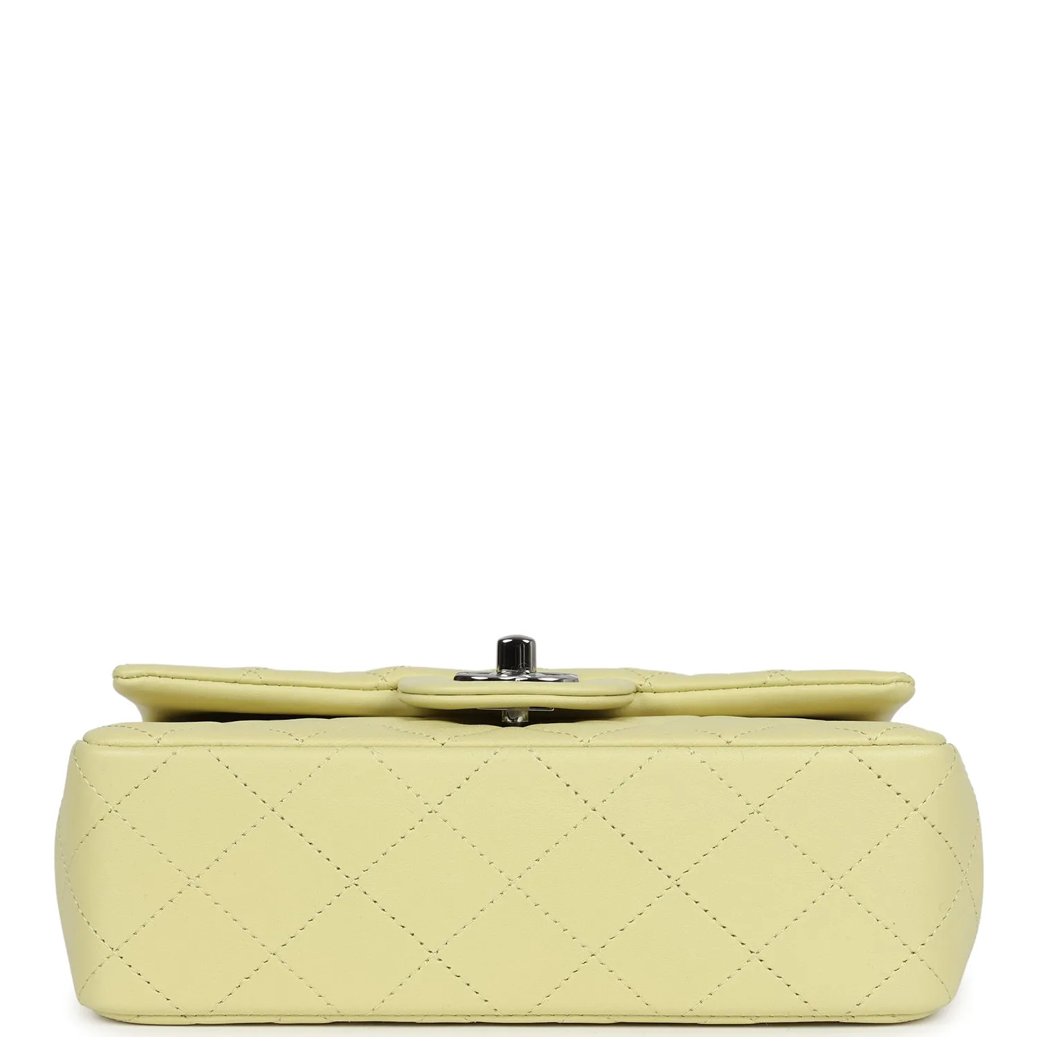 Chanel Mini Rectangular Flap Lime Lambskin Silver Hardware