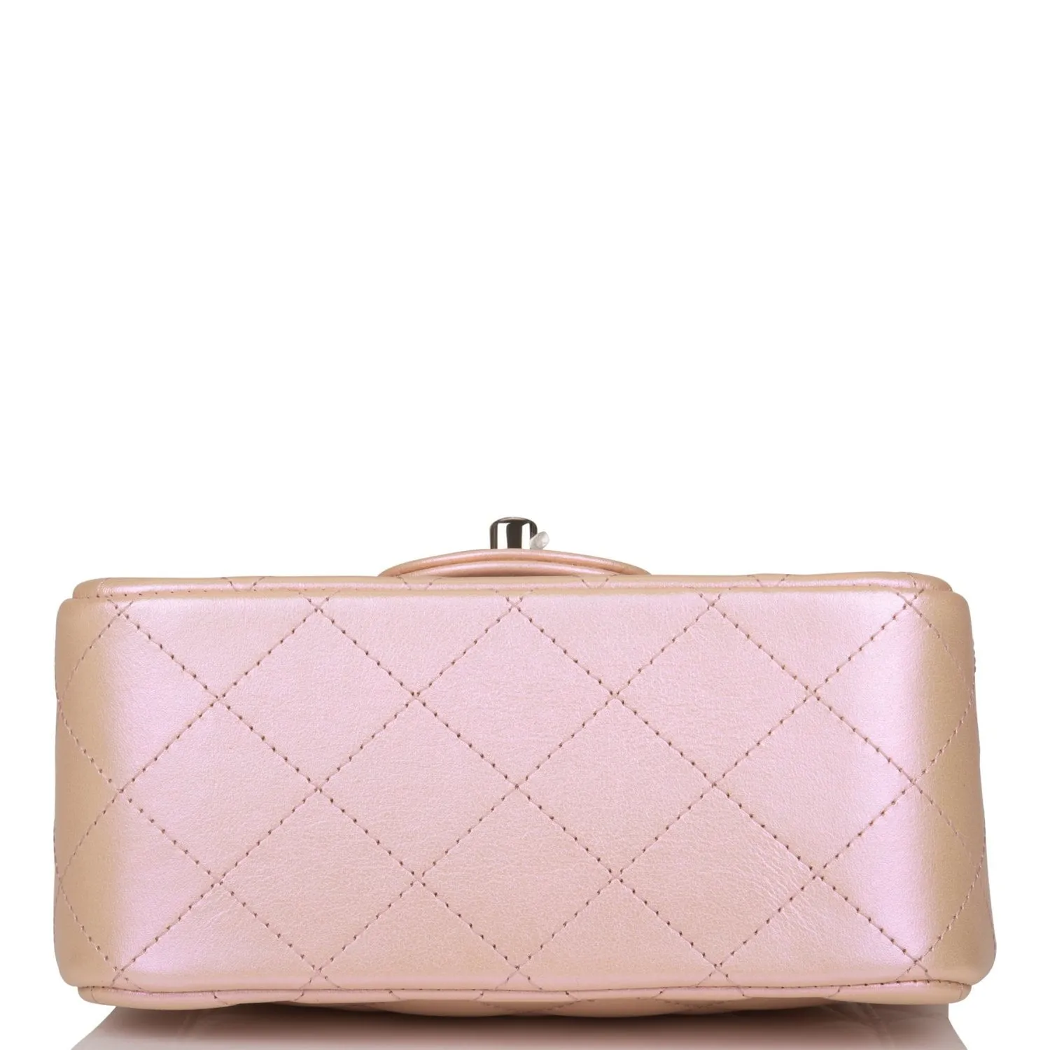 Chanel Mini Square Flap Bag Pink Iridescent Lambskin Silver Hardware