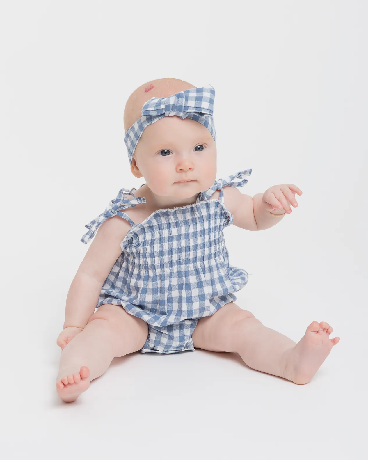 Charli Romper | Blue Gingham