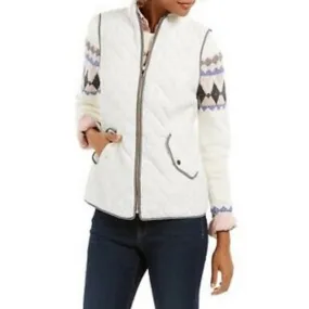 Charter Club Quilted Cotton Zip Front Vest PS Vanilla