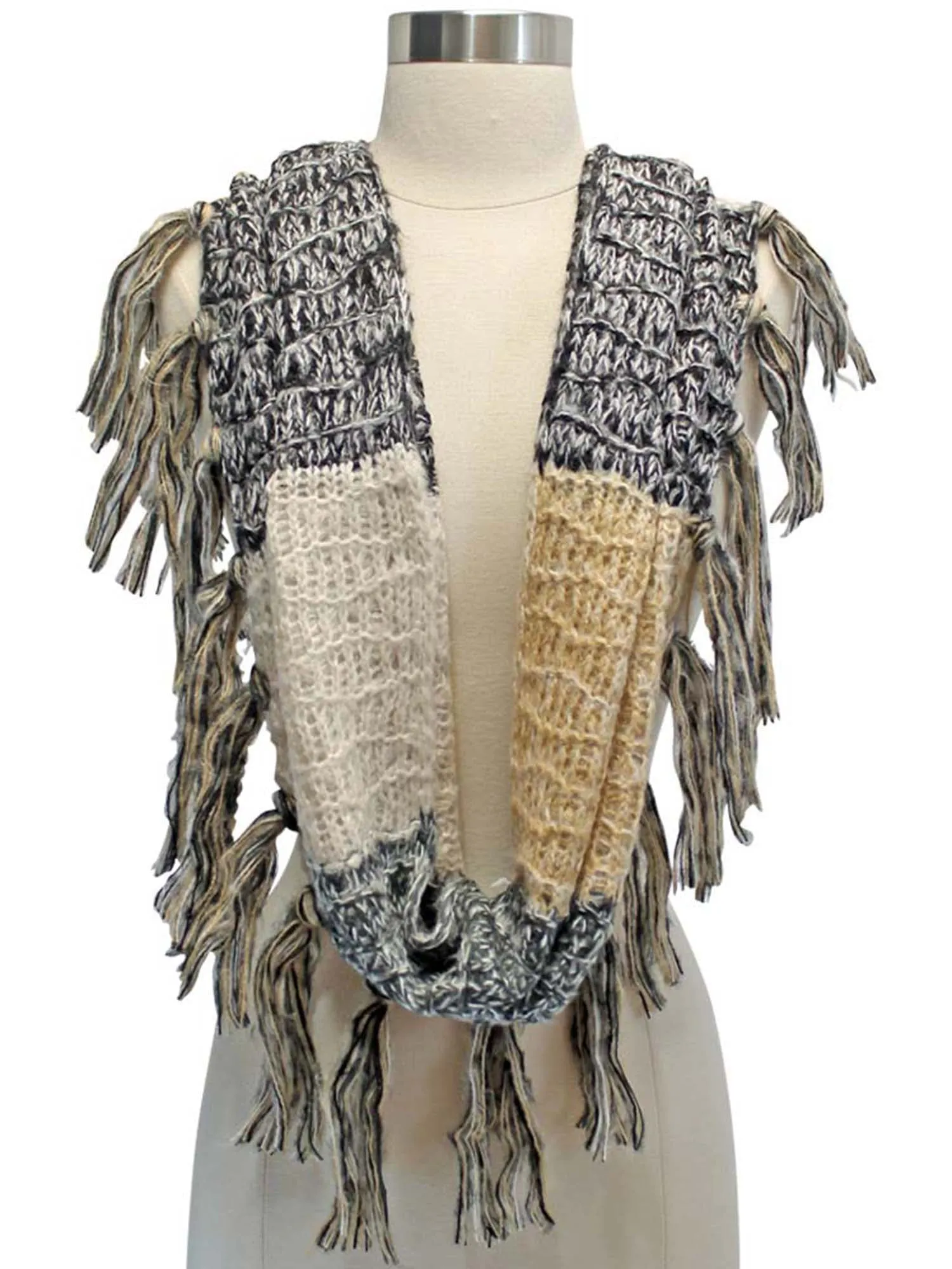 Circle Infinity Scarf With Tassel Trim