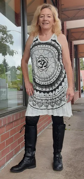 Cotton Tank Dress ~ Om Mandala in Two Colors