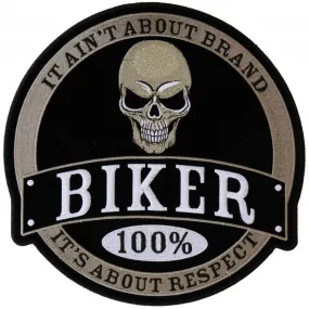 Daniel Smart 100% Biker Skull Embroidered Iron on Patch, 10 x 10 inches