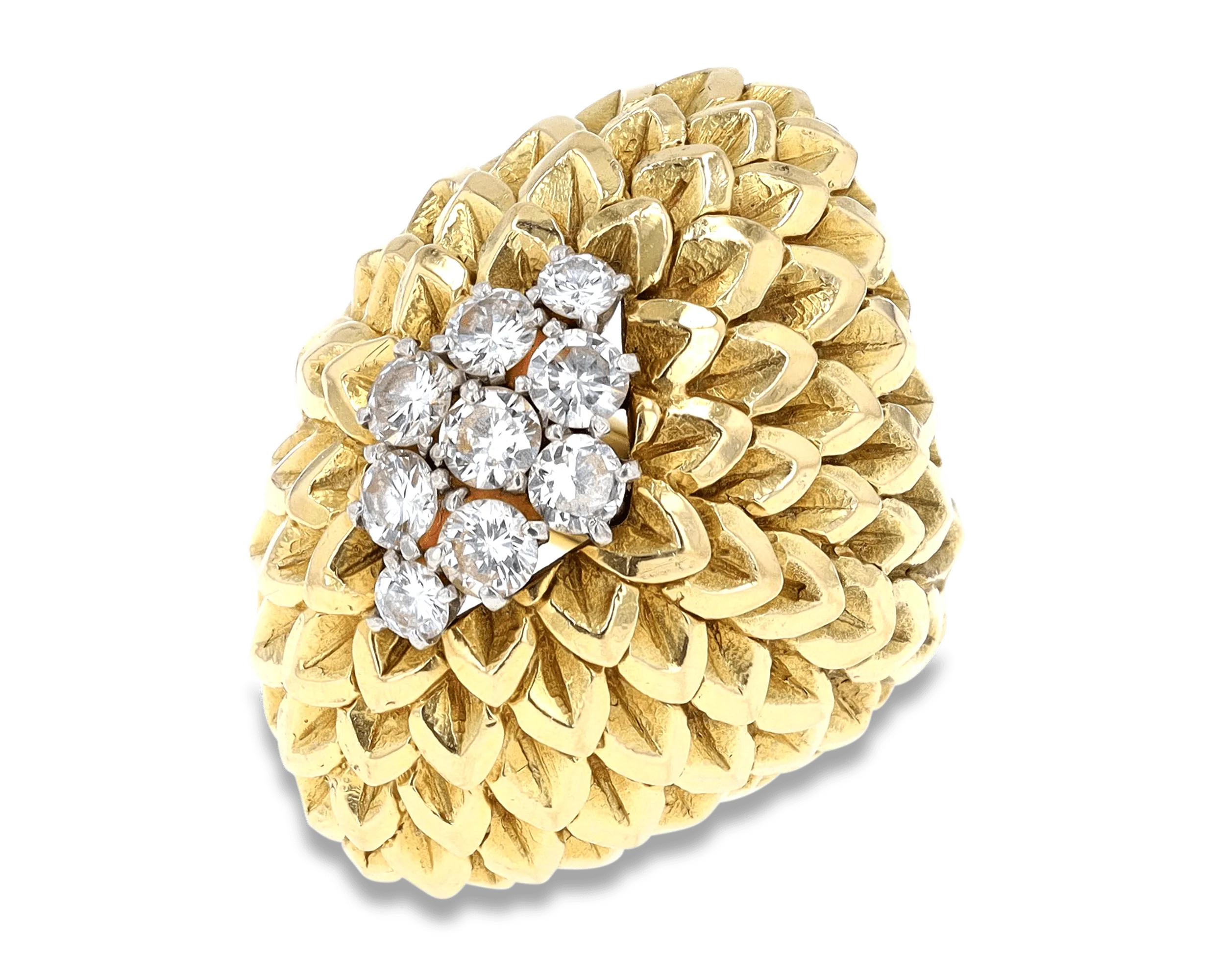 David Webb Gold and Diamond Petal Ring