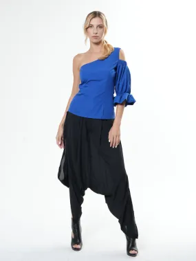 Extravagant One Sleeve Top In Blue