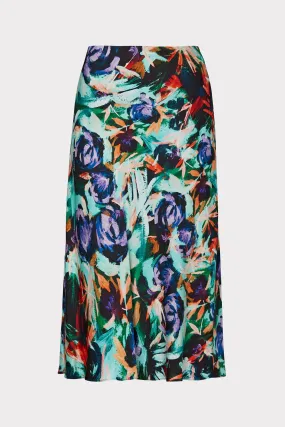 Fion Oberon Rose Print Bias Skirt