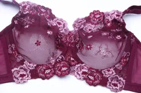 Floral Embroidery Full Coverage Ultra-thin Bra B C D