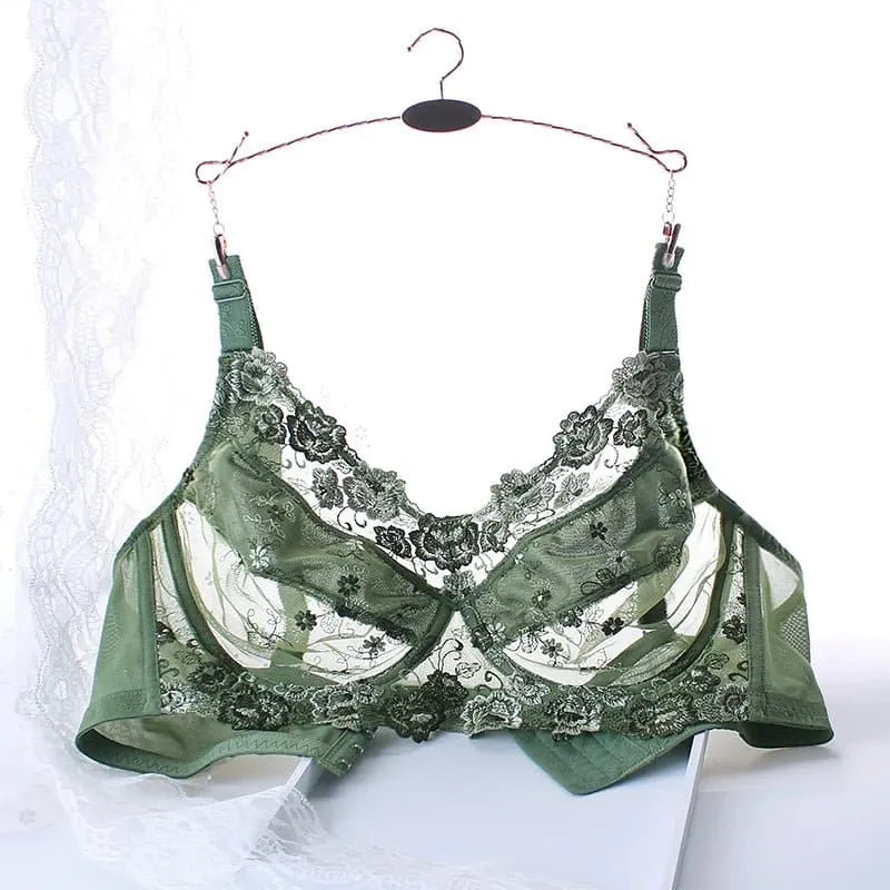 Floral Embroidery Full Coverage Ultra-thin Bra B C D