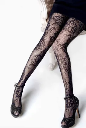 Floral Fishnet Tights