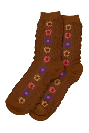 Flower Power Socks Brown