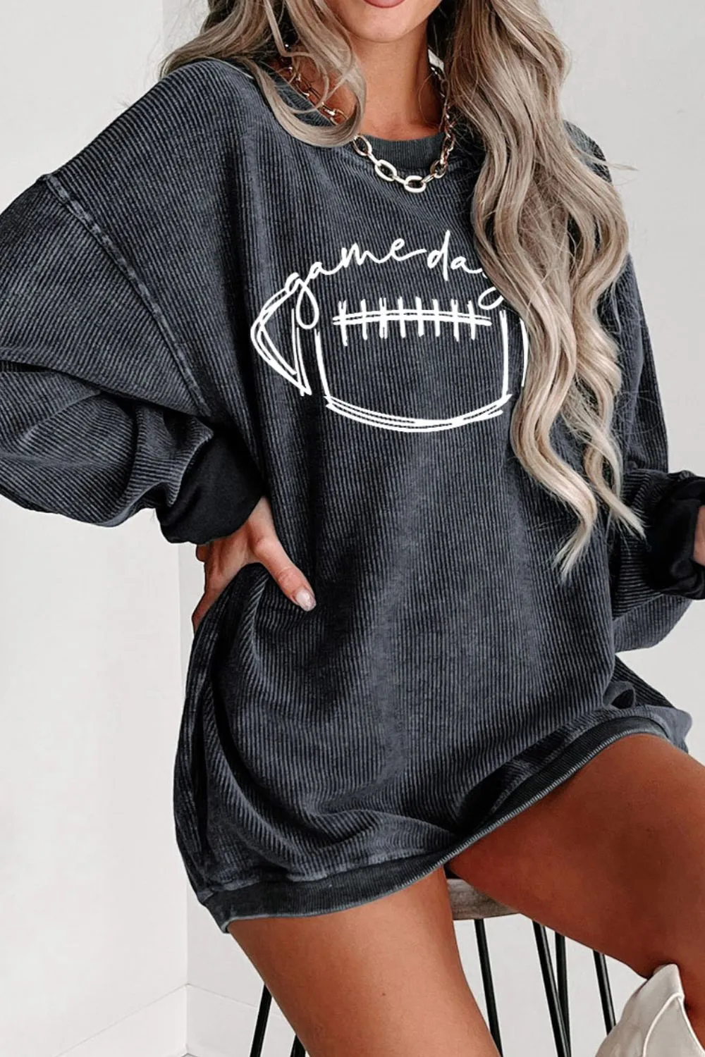 Football Graphic Dropped Shoulder Sweatshirt