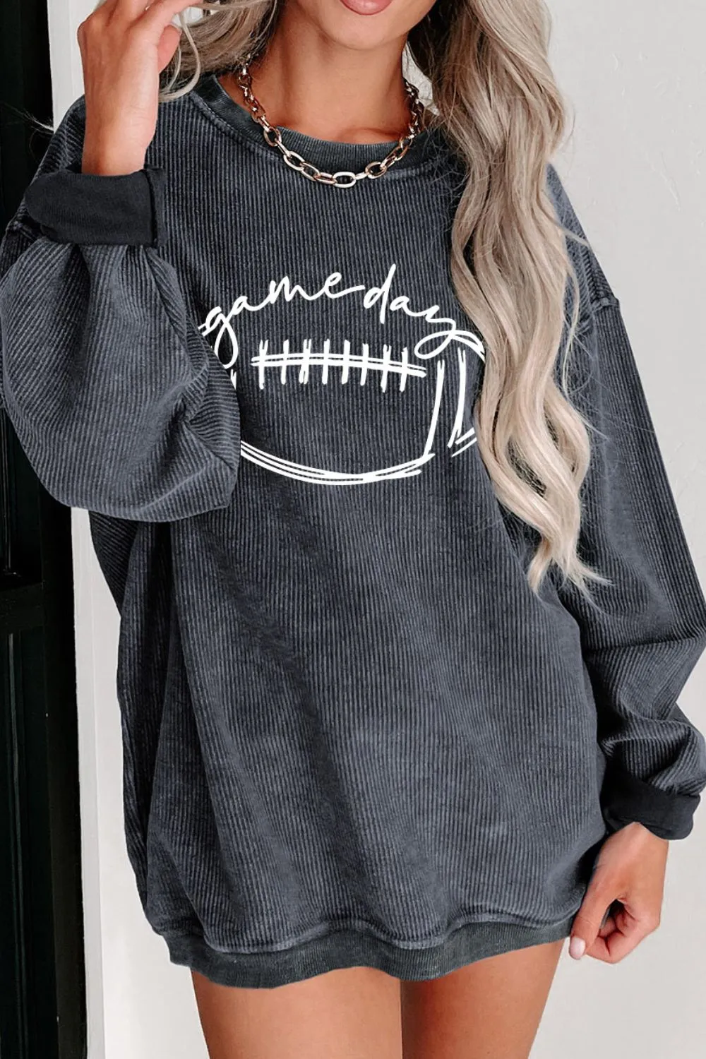 Football Graphic Dropped Shoulder Sweatshirt