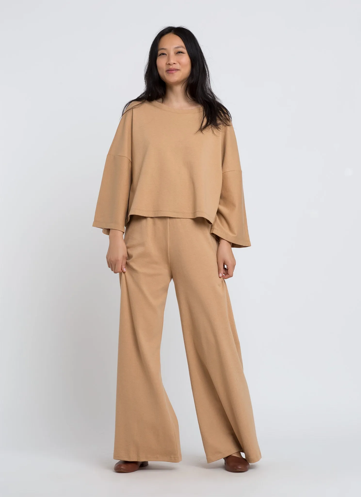 Gingko Wide Leg Elastic Organic Cotton Pant