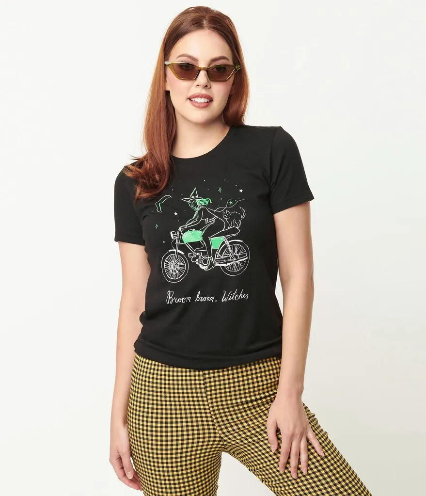 Green And White Biker Witch Tee - Unisex Shirt