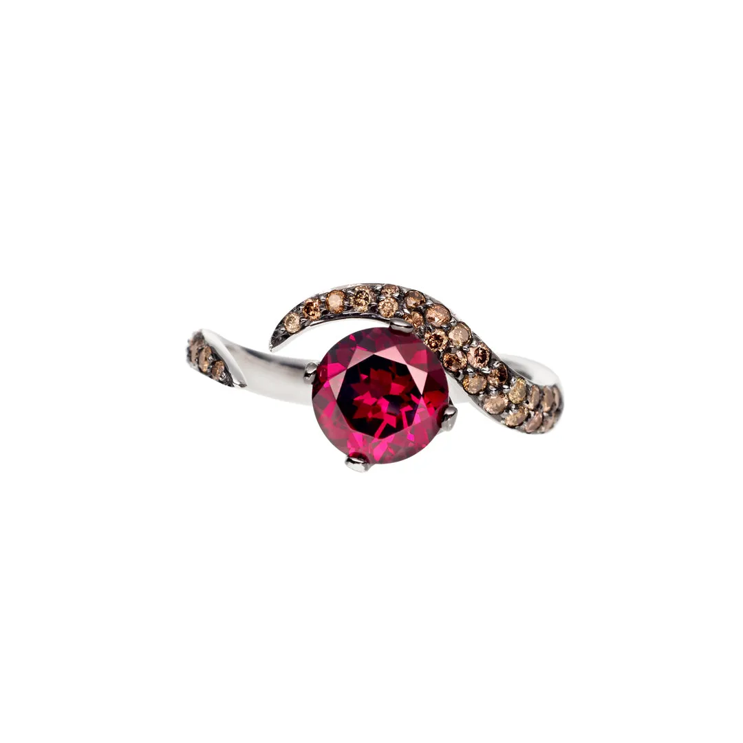 Interlocking Aurora Ring Set - 18ct White Gold & Pink Tourmaline, Morganite, Rhodalite